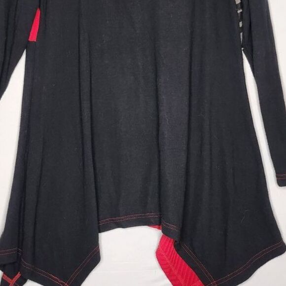 Emma G Womans Abstract Art to Wear Patchwork Shirt Top Tunic Small Black‎ Red - Picture 8 of 11